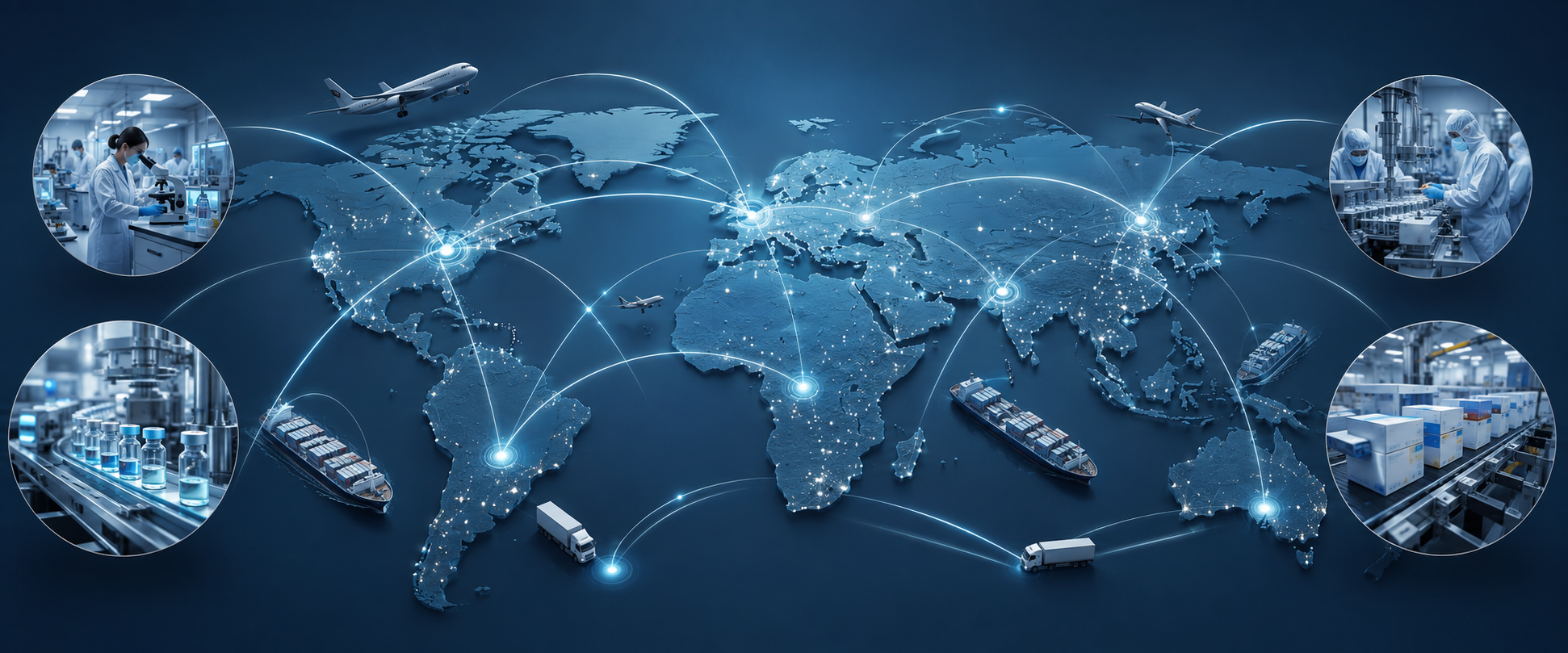 Global pharmaceutical research, manufacturing and supply network
