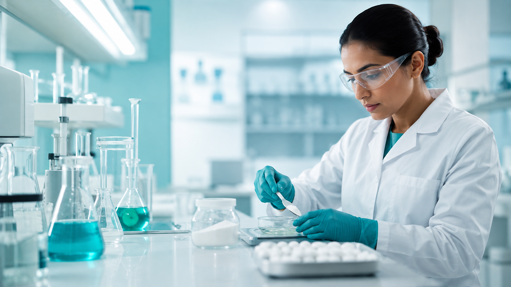 Scientist developing a pharmaceutical formulation in a laboratory