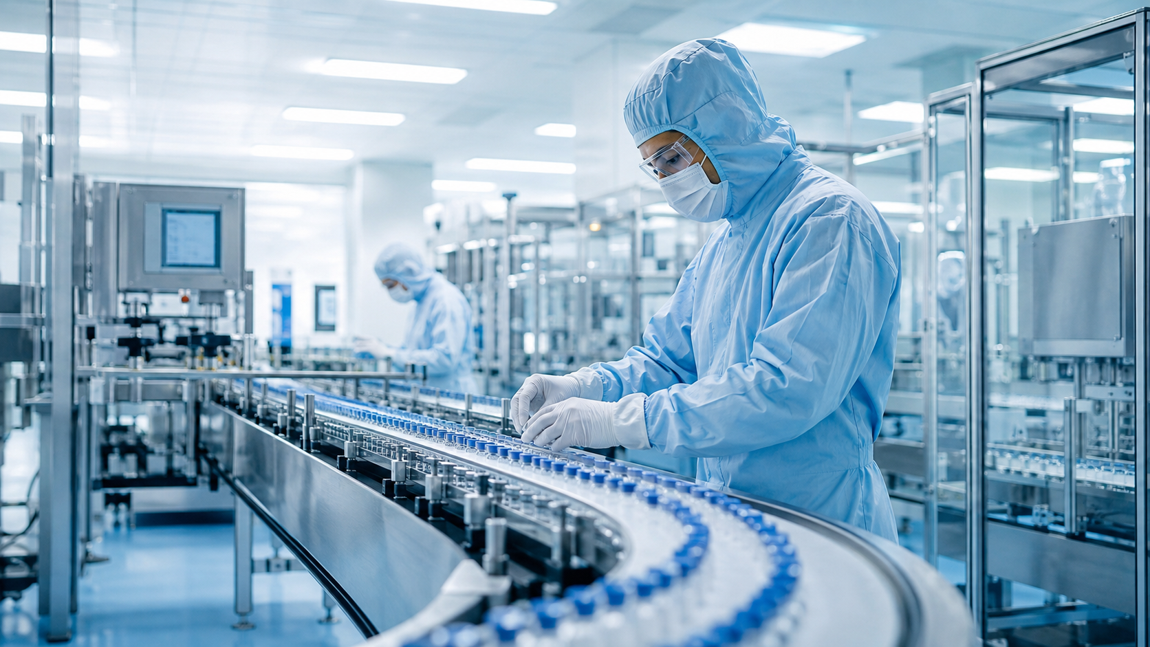 Modern pharmaceutical manufacturing facility and cleanroom production line